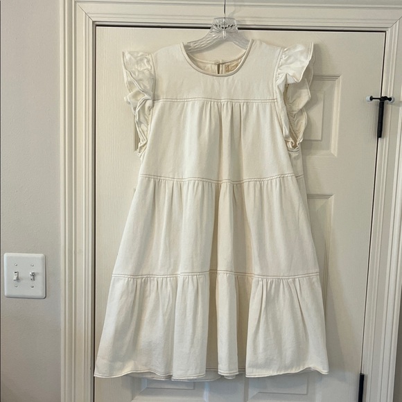 Altar'd State Dresses & Skirts - Altar'd State Cream Ruffle Sleeve Mini Dress size L. Never worn!